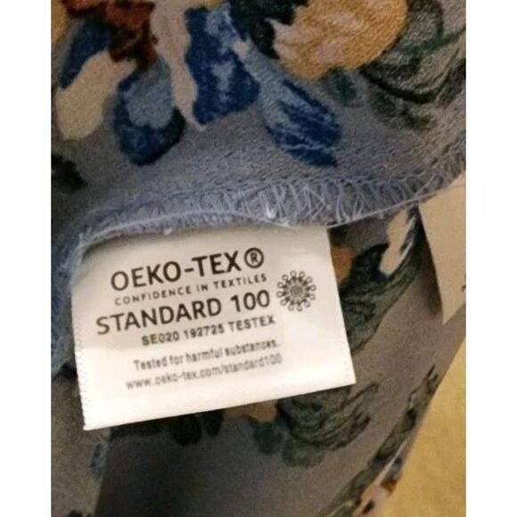 LC Lauren Conrad Button Down Long Sleeve Blouse Woman's XXL Floral Blue Flowy - Picture 6 of 6